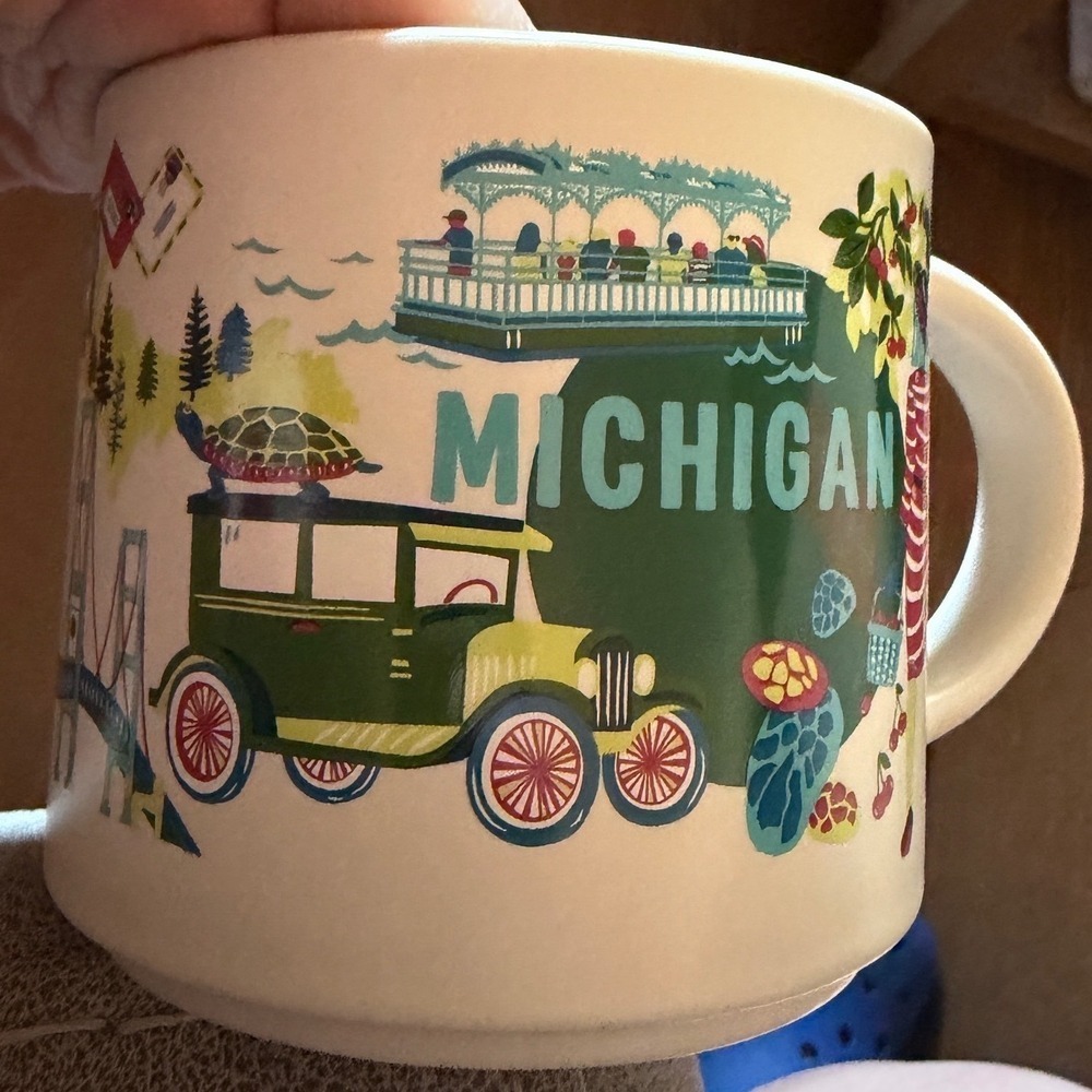 Starbucks Mug Michigan Discovery‎ Series 14oz Cream 2024 Boxed Landmarks